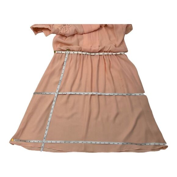 Vtg Jennifer Gee Shoulder Padded Elastic Waist Sheath Orange Dress size 12 Petit - Picture 13 of 14